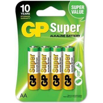 Alkalická baterie GP Super AA (LR6), 4 ks