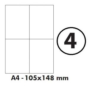 Etikety samolepící  A4 105 x 148mm - 4ks arch
