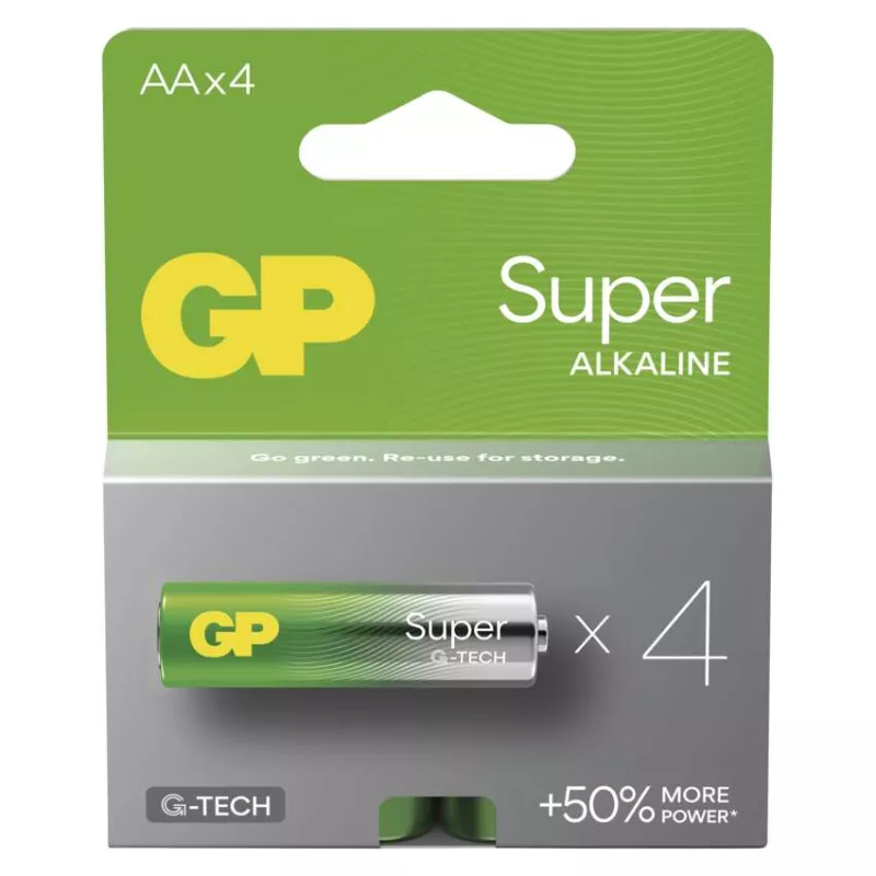 Alkalická baterie GP Super AA (LR6), 4 ks